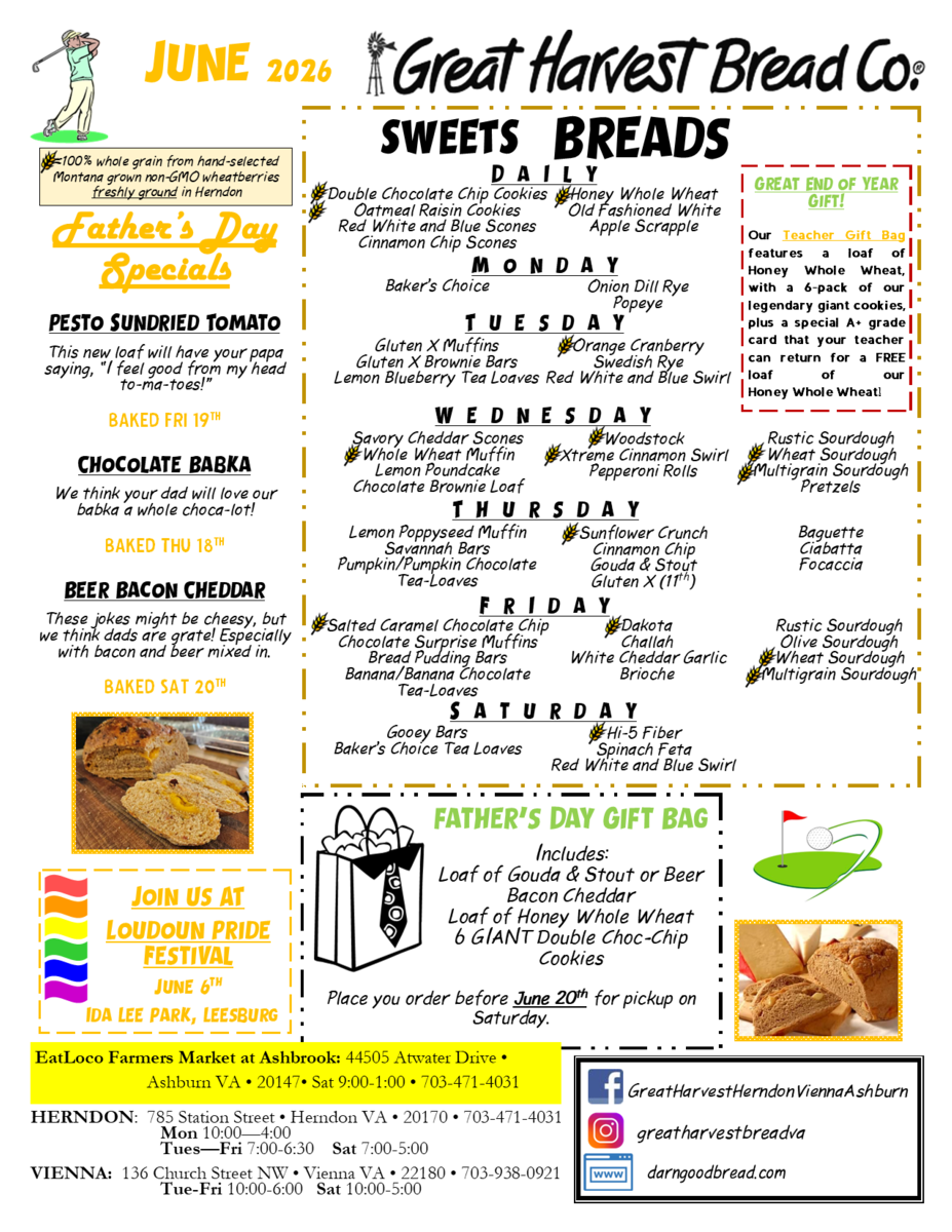 April 2026 Menu - Great Harvest Bread Co. - Herndon & Vienna