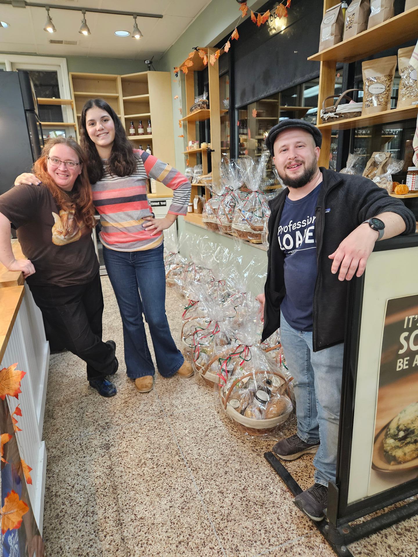 Melanie, Charlotte & our Driver, Anton with a huge order of Gift Baskets